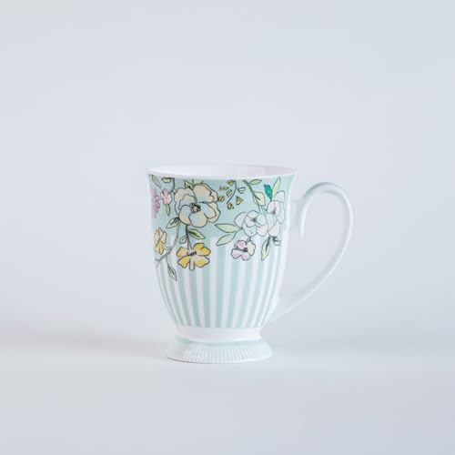 Image of Clay Craft x Magique by The Wishing Chair : Trellis Happy Days Ceramic Coffee Mug - 300 ml | Handcrafted Floral Cup | Elegant Lightweight Coffee Mug | Microwave & Dishwasher Safe | Tea Mug