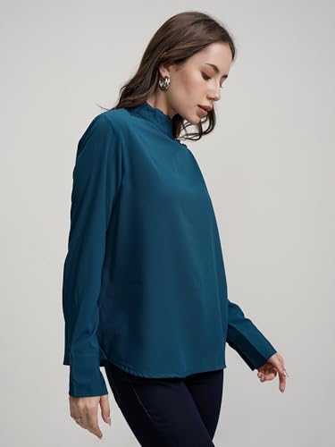 Image of Tokyo Talkies Women's Cuffed Sleeves Regular Top | Full Sleeves | Casual & Stylish | Perfect for Everyday Wear | Tops for Woman | Women Tops | Stylish Top