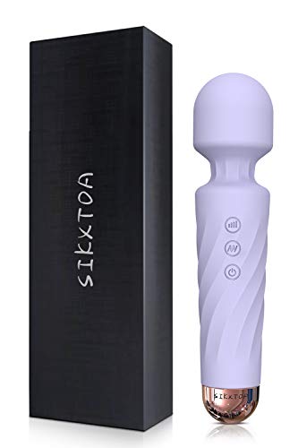 Sikxtoa Mini Vibrator, 8 Speeds 20 Patterns-G-Spot Cordless Wand Massager, Clitoral Stimulator, Dildo, Sex Toys, Rechargeable Handheld Powerful Silent Waterproof Female Adult Toys (Wave Lavender) #TOP4
