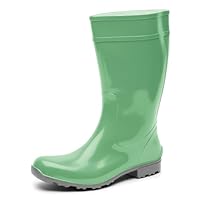 Ladeheid LA-967 Women's Wellington Boots 100% Waterproof Rain Boots, Mint Green Grey, 8.5 UK