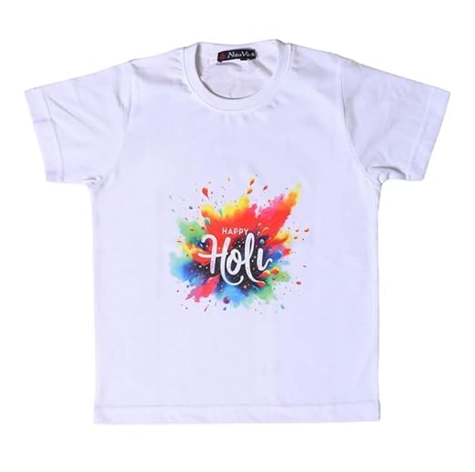 NeuVin Kids Happy Holi T-Shirt for Boys & Girls | Multicolor Print Cotton T-Shirt | Festival Wear, Half Sleeves - Review, Price and Buying Guide