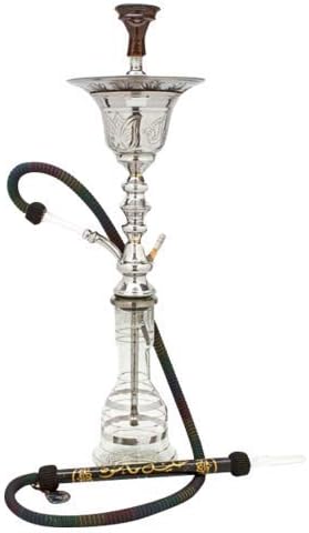 Ice Shareef Silver Shisha Water Pipe – Egyptian Hookah Set for Smoking Flavored Tobacco – Beautiful and Elegant