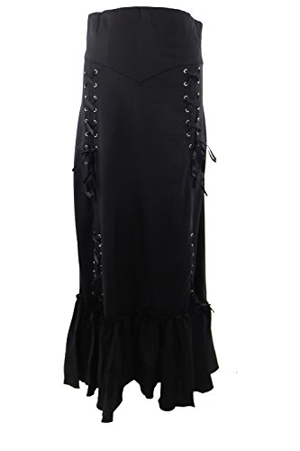 Skelapparel Gothic Victorian Steampunk Black Long Sateen 3-Way Corset Skirt (US14 (EU44))