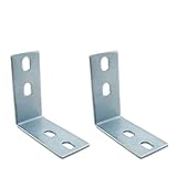JCBIZ 2PCS Aluminum Alloy 90 Degree Angle Bracket Slotted Corner Brace Heavy Duty Mending Plate Flat Straight Metal Steel Repair Fixing Bracket Connector for Post Beam Connectors
