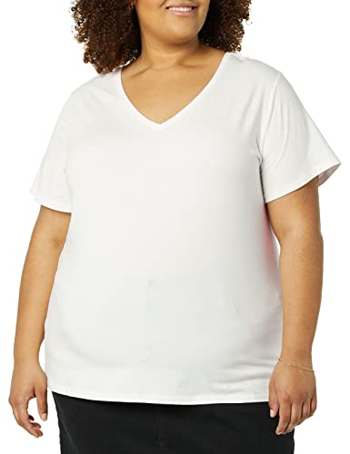 Image of Amazon Essentials Women's Plus Size Short-Sleeve V-Neck T-Shirt
