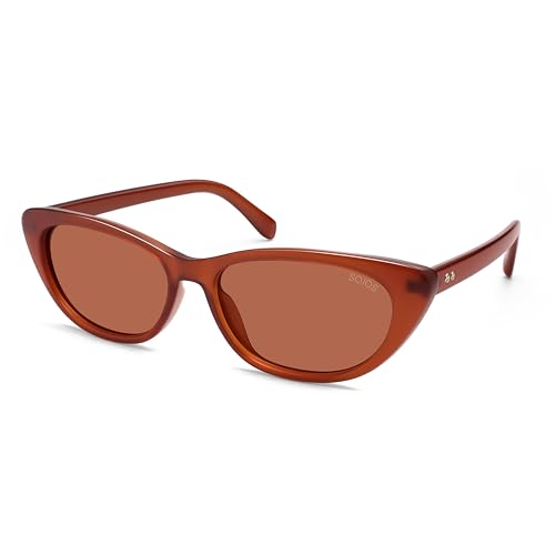 SOJOS Retro Polarized Cat Eye Sunglasses for Women Narrow Vintage Shades Trendy Sunnies SJ23963