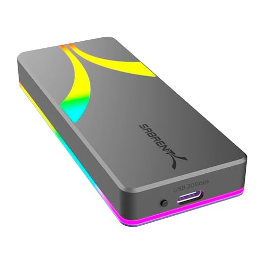 SABRENT Rocket RGB USB C 20Gbps M.2 SATA/NVMe SSD Enclosure (EC-RGBG)