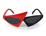 PLAY BLING Novelty Party Sunglasses 80s Asymmetric Glasses Red and Black Glasses for Hip Hop Dance Halloween Party