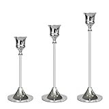 Showin Candlestick Holders Silver, 3 Packs Taper Candle Holder for Candlesticks, Candle Sticks Holder Decor for Home Decor