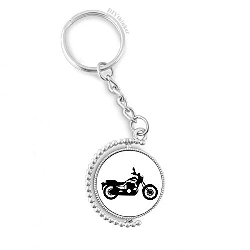 Motocicleta llave mecánica giratoria anillo llavero Pilgrim con grabado negro pulido