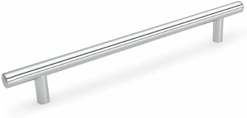 Cosmas 10 Pack 305-160CH Polished Chrome Cabinet Hardware Euro Style Bar Handle Pull - 6-5/16 (160mm) Hole Centers, 8-11/16 Overall Length
