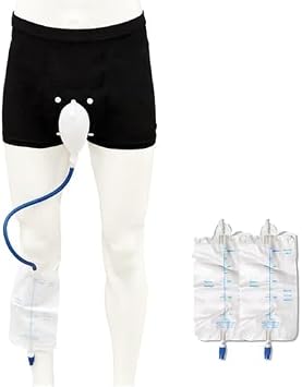 Condom Catheters for Elderly Men Age 80 - Wearable Urinal Underwear with Silicone External Catheter, 2 Reusable Bags, Easy On/Off Design for Incontinence, Senior Care, and Long Drives Large