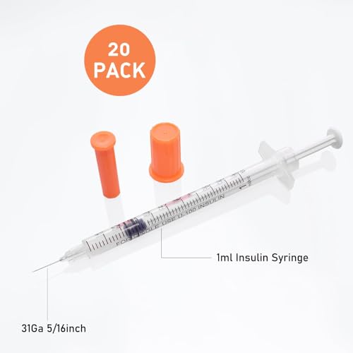 Image of U-100 1cc 31g 5 /16 inch (8mm) Syringes, Individually Wrapped Pack of 20