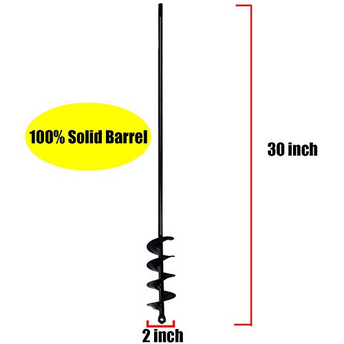 Cyleodo 30\" x 2\" Extended Length Auger Drill Bit for Planting Bulb & Bedding Plant Auger 100% Solid Barrel-No Need to Squat Post Hole Digger for 3/8\" Hex Drive Drill- Easy Planter Garden Auger