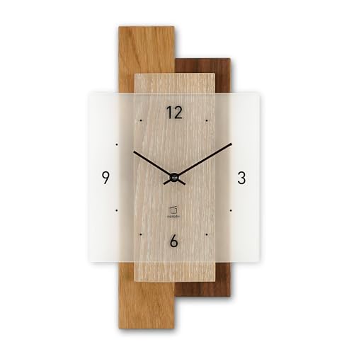 Natuhr Wanduhr Mischwald Eiche/Sonoma Eiche/Nussbaum Massivholz