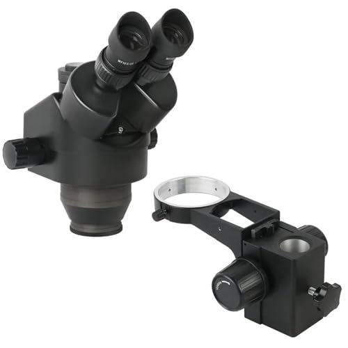 Microscope 7X-45X Simul-Focus Parfocal Continuous Zoom Trinocular Stereo Microscope Head and 76-25mm Holder(Black)