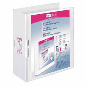 VELOFLEX 10 x Präsentationsringordner A4 Velodur 2 Ringe 60mm weiß