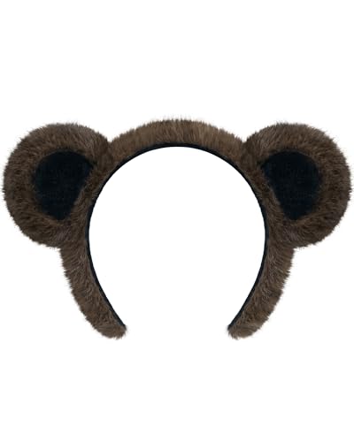 OURIZE Furry Bear Ears Headband Adult Cute Plush Hairband for Cosplay, Costume Party and Dress Up (Coffee Black)