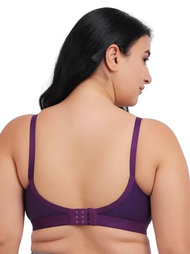 Image of Fabme Women's Cotton Seamless Non-Padded Non-Wired Bra, Cross Belt, Heavy Support, Double Layer Cups, Broad Elastic Bra