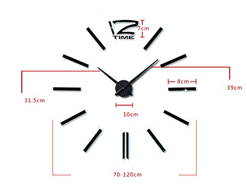 Orologio Da Parete Fai Da Te Adesivo 3D In Acrilico Specchiato - Grande Decorazione Moderna (90-100 Cm)