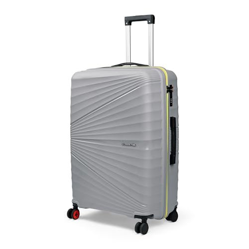 Image of Nasher Miles Golden Gate Hard-Sided Polypropylene Check-in Luggage 28 inch | 75cm | 8 Wheels Large Trolley Bag for Travel | Suitcase (Grey & Yellow)