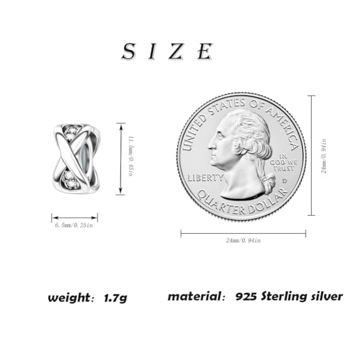 Image of ARTCHARM 925 Sterling Silver Stopper Beads Spacers Charms fits European DIY Bracelet, Personalized Gifts for Mothers Day /Birthday /Christmas