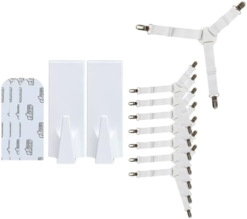 GORILLA GRIP Wall Hooks, 2 Pack, White and Bed Sheet Holders, 8PK, White Bundle image 5