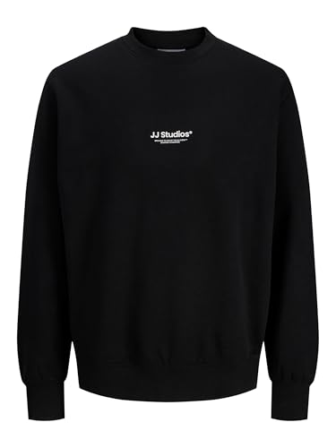 JACK & JONES JJESOHO Men's Sweatshirt Crew Neck Relaxed Fit, black, M