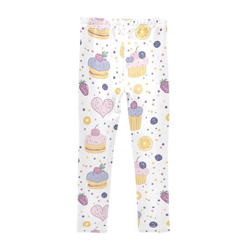 Cute Cake Heart Girls Leggings Ultra Soft Compression Yoga Gym Pants for Kids 4-10T2