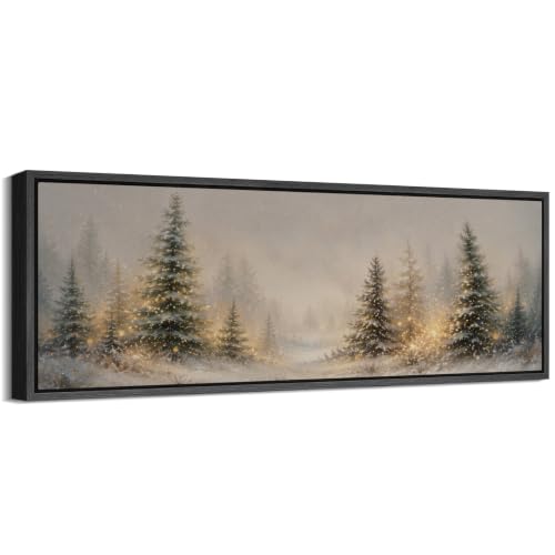Image of MUDECOR Large Framed Canvas Print Wall Art Snowy Pine Art for Living Room
