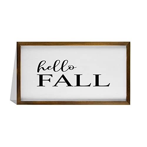 Panneau bois rustique Hello Fall Farmhouse objet déco mural automne