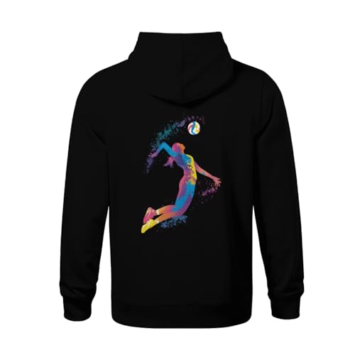 Kids Tie Dye Silhouette Splash Art Of Volleyball Player Boys Girls Lightweight Kangaroo Pocket Fleece Hoodies3