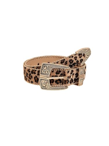 Floerns Leopard Print Belts for Women Faux Leather Y2K Belts with Carved Metal Buckle