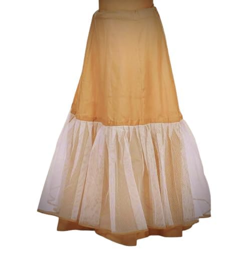 Image of Women's Cotton Cancan | Hoop Less Underskirt Petticoat | Wedding Crinoline | Volume Extension For Lehenga, Gown And Skirt | Free Size Waist With Adjustable Length Cream Color - No:4 Pack Of 1
