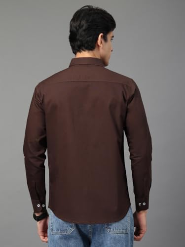 Image of Majestic Man Solid Cotton Casual Shirt - Slim Fit, Full Sleeves, Premium Button Closure