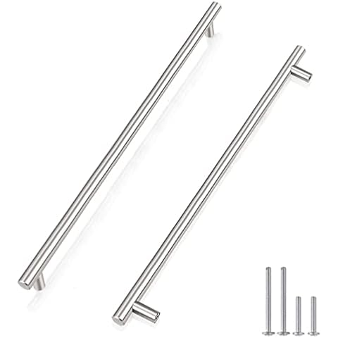 10 Pack Probrico Brushed Nickel Stainless Steel Kitchen Cabinet T Bar Handle Furniture Drawer Pulls Cuoboard Knobs PD201HSS192(192mm Hole centers/256mm Long) UK Domestic Delivery Cover