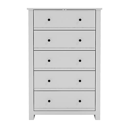 Galano Genoa 5 Drawer Dresser - Dressers - Dressers & Chest Of Drawers - Dresser For Bedroom - Dresser Organizer - Tall Dresser - Wood Dresser - White #TOP24