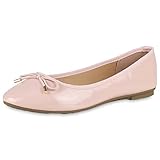  VAN HILL Damen Klassische Ballerinas Kunstleder Schuhe Flache Schleifen Freizeitschuhe Sommerschuhe Übergrößen 203977 Rosa Lack 38