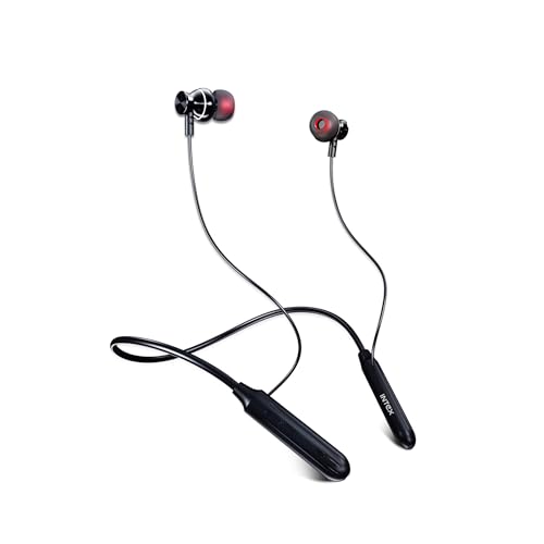 Image of Intex NeckPro Music Wireless Neckband Earphones with 28H Playtime | Bluetooth v5.3, AI Assistant | Magnetic Earbuds, Type-C Fast Charging | Deep Bass & HD Mic for Calling - Black