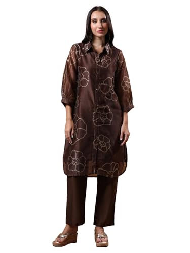 Pantalon femme Varanga en soie marron taille L pour éliminer l'inconfort