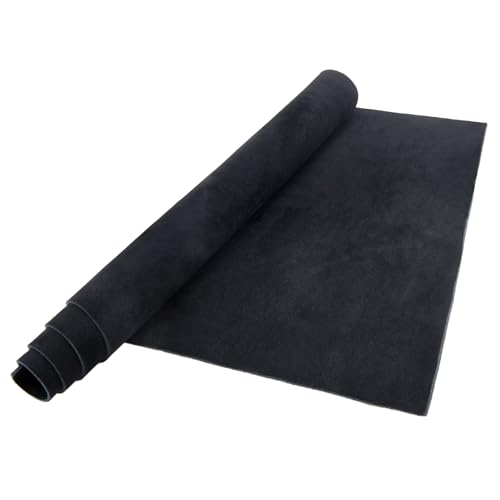 Genuine Leather Sheet Cowhide Leathercraft 1.5mm-1.8mm Thickeness Soft Suede Pieces (Black, 24“X36”)