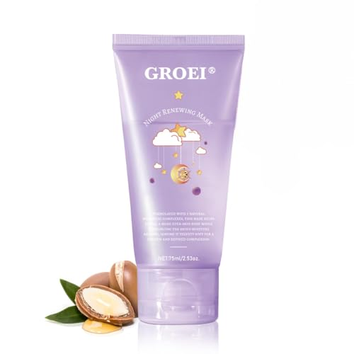 GROEI Night Collagen Peel-Off Mask â€“ 75ml Hydrating Overnight Face Mask with Niacinamide â€“ Smooths Skin, Refines Pores, Lightweight Leave-On Gel for Radiant Morning Glow (1PC)