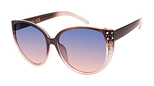 Jessica Simpson J5837 Rhinestone Women's Cat Eye Sunglasses with 100% UV Protection. Glam Gifts for Her, 59 mm, Brown Nude