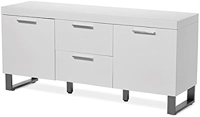 Mango Wood Yampil Sideboard Storage Cabinet for Living Room | Wooden Cabinet for Kitchen | White Finish