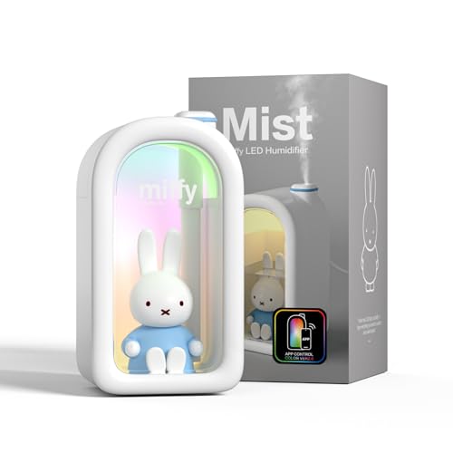 Mipow X Miffy Cool Mist Humidifier - Ultrasonic Quiet Humidifier Mini Cute Humidifier with Night Light 380ml for Bedroom App-Controlled RGB Light (2.0 Plus-Version) - Blue
