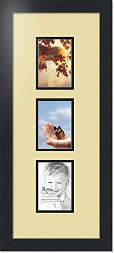 ArtToFrames Collage Photo Frame Double Mat with 3 - 3.5x5 Openings and Satin Black Frame