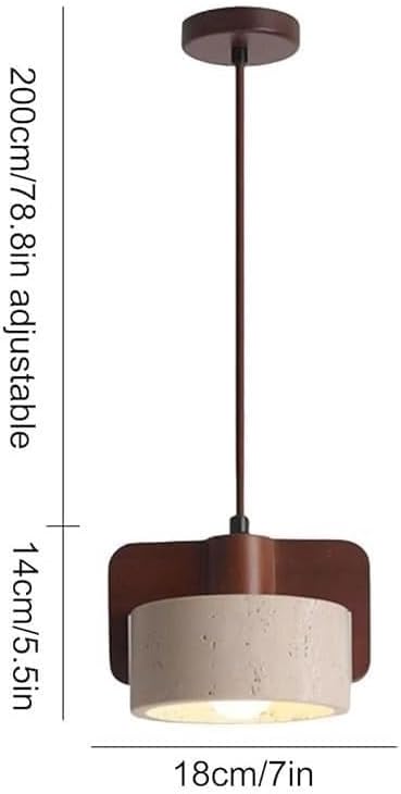 Miniatura 5 de Single Head Vintage Pendant Light Fixture Modern Cylinder Travertine Hanging Lamp Nordic Retro Solid Wood Chandelier for Dining Room Bedside Hallway