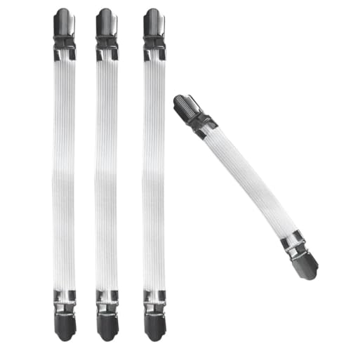 ULTECHNOVO 4 Clips Elásticos Ajustables para Fundas de Tabla de Planchar, Sujetadores para Sábanas, Correas Multifuncionales para Fijar Ropa en Centro de Planchado, Juego de 4 Piezas (3