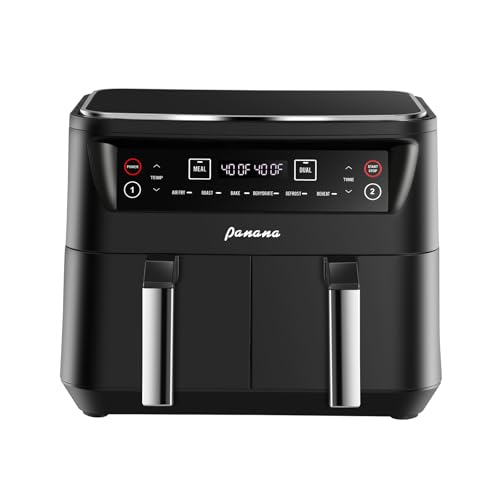 Panana Air Fryer 8L, 6 in 1 Air Fryers Dual Zone 2 Basket Air Fryer, Roast, Bake, Dehydrator, Defrost, Reheat for Quick Meals