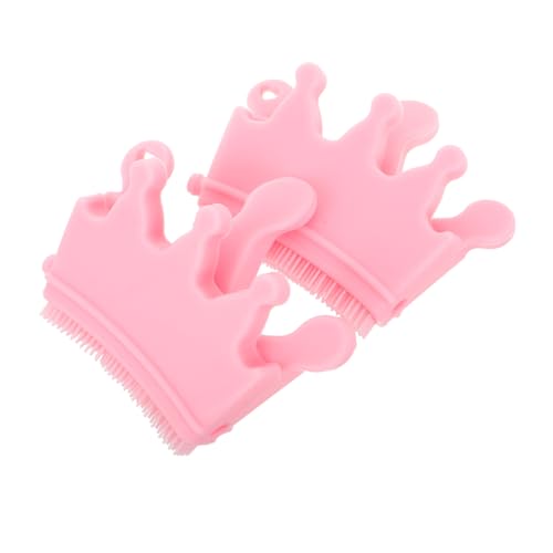 VICASKY Nail Art Brush Nail Brush Crown Fingernail Polish Holder Wall Nail Polisher Press on Nail Display Hand Scrubber Nail Display Stand Silicone Nail Separator Nail Dust Pink